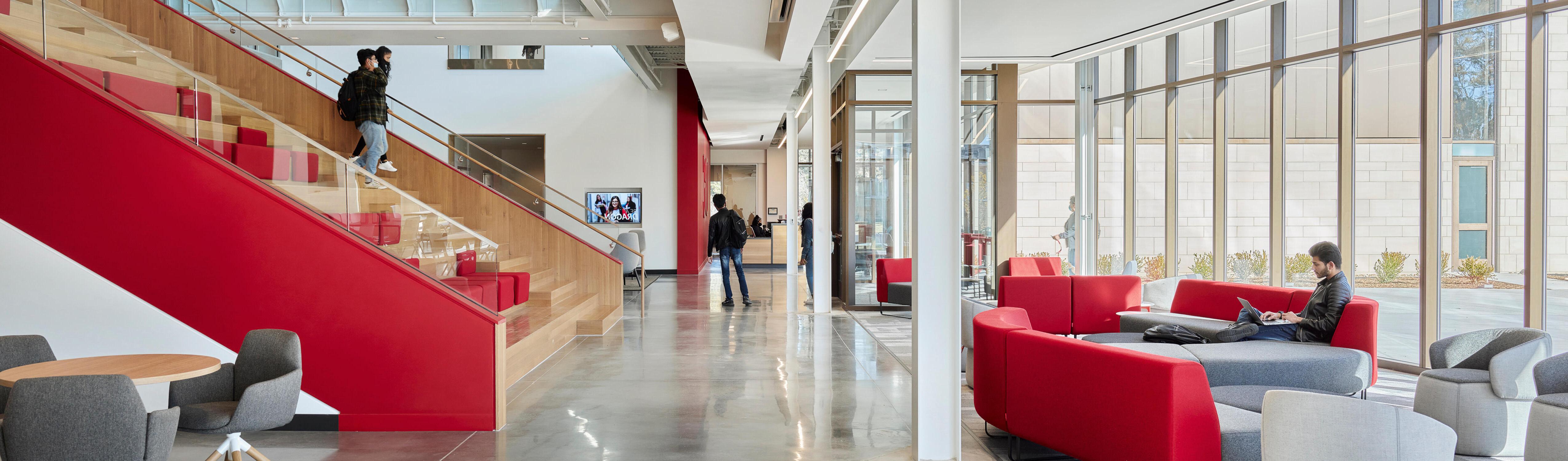 Student in Donnelly College building